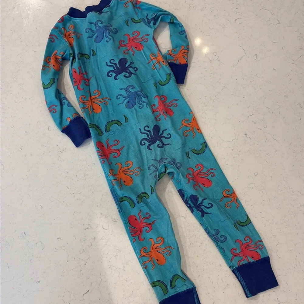 Hanna Anderson Zip Up Long Pajamas (2).  Octopus and Playground print.  Size 3T